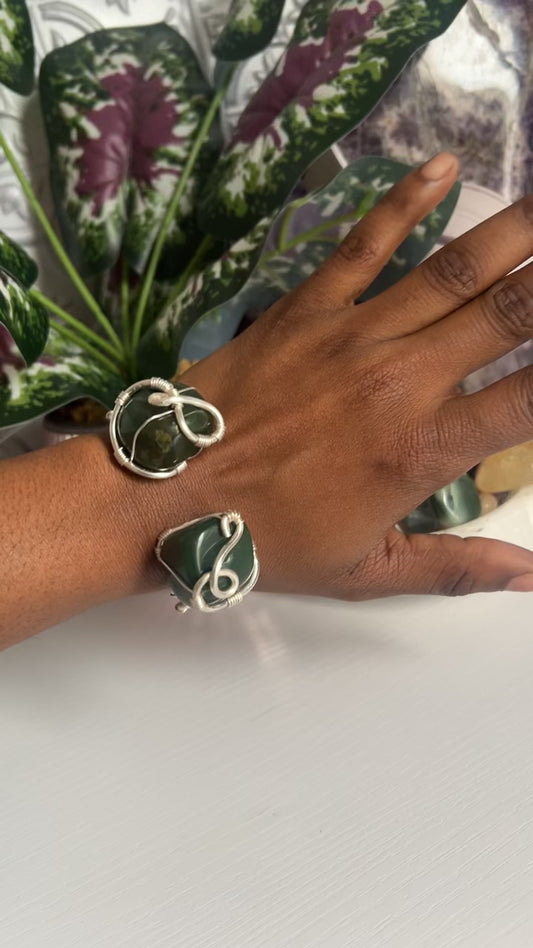 Green Jade Cuff Bracelet